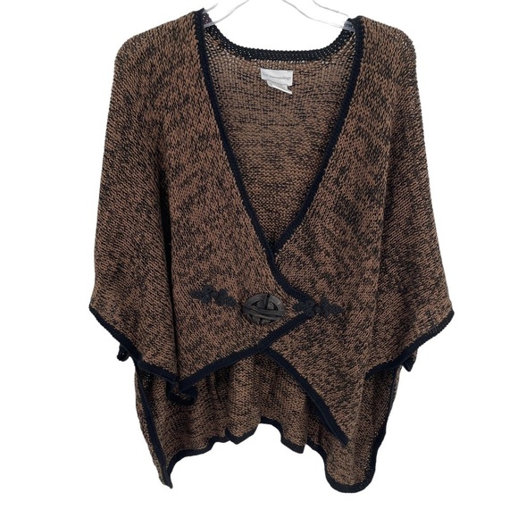 Soft Surrounding womens Knit Crochet Casual Cape One Size brown black - Picture 1 of 10